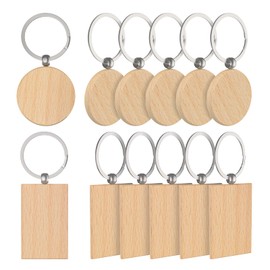 efuturetime Wooden Key Fob, Wooden Keychain Key Ring, Writeable Key Ring Blanks Wood for DIY, Painting, Decoration, Gifts, 12 pieces mixed