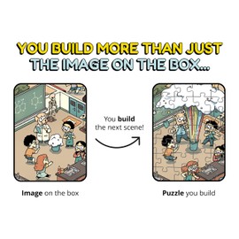 Odd Pieces Jigsaw Puzzles 1000 Pieces - Magic Mystery Story Secret Ending Puzzle - Perfect Game Night for Adults & Kids - Cat Dog Cartoon Theme (Snack Attack)