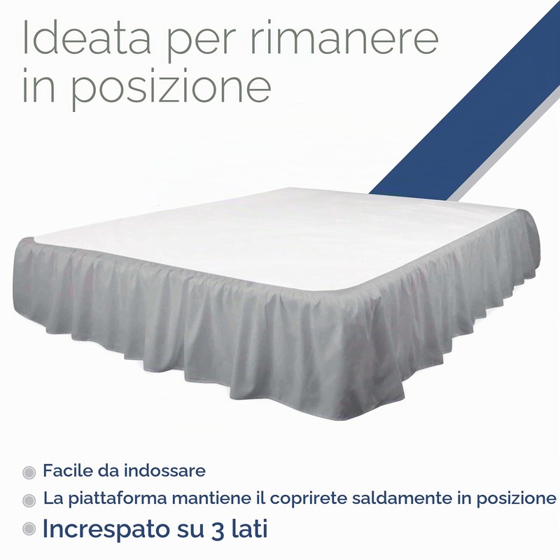 Martex Mantovana giroletto con volant, facile da montare, in microfibra,