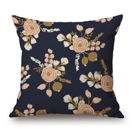 Throw Pillow Cover Gold Rosa Blush Noisette Modern Rose Floral Pattern Flower Drawn Decorative Pillow Case Funny Home Decor Square 18 x 18 Inch Cushion Pillowcase
