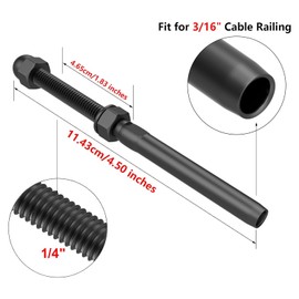 BLIKA 20 Pack 3/16" Black Cable Railing Swage Threaded Stud Tension End Fitting Terminal for 3/16" Cable Deck Railing Hand Swage T316 Stainless Steel Marine Grade, Swage Threaded Stud Tensioner