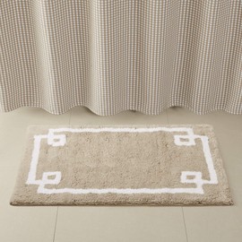 Madison Park Evan 100% Cotton Bathroom Rug Non Slip Backing-Luxrurious Tufted Plush Bath Mat Absorbent, Quick Dry, Spa Design Shower Room Décor, 24x40, Taupe