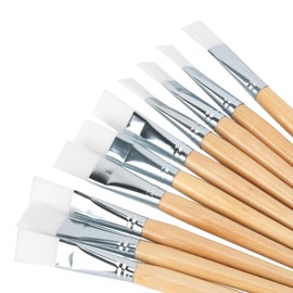 Face Paint Brushes, 10 Pcs Face Mask Brushes, Facial Mask Soft Mud Applicator Brushes Wooden Brush Handle | High-density Microfiber Wool | Comfortable to Use | for Mixing Pearl Powder, Facial Mask Mud