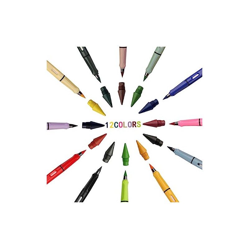 MROOFUL Pack of 36 Multicolour Inkness Pencils Refillable Tips Replaceable