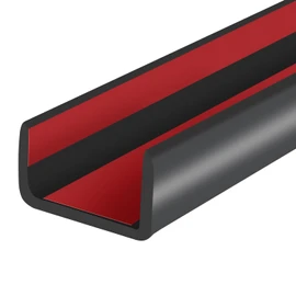 Rubber Edge Trim, 1-1/2 inches Self-Adhesive U Channel Edge Protector for Woods, Flexible U Shaped Peel and Stick Edge Banding, Edge Guard, Fit 1.5"(38mm), 20Ft, Black