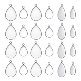 UNICRAFTALE About 40pcs 2 Sizes Teardrop Pendant Blanks Stainless Steel Blank Bezel Hypoallergenic Tray Base Milled Edge Bezel Cups for Jewelry Making DIY Findings Stainless Steel Color
