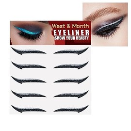 Pegatinas delineador de ojos con purpurina para ojos - Plantilla autoadhesiva instantánea para delineador de ojos, 5 pares | Fácil de aplicar, herramienta de delineador de ojos, delineador de Pareks