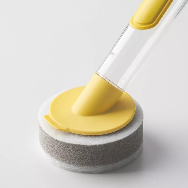 IKEA VIDEVECKMAL 3-piece dish sponge set w dispenser, bright yellow