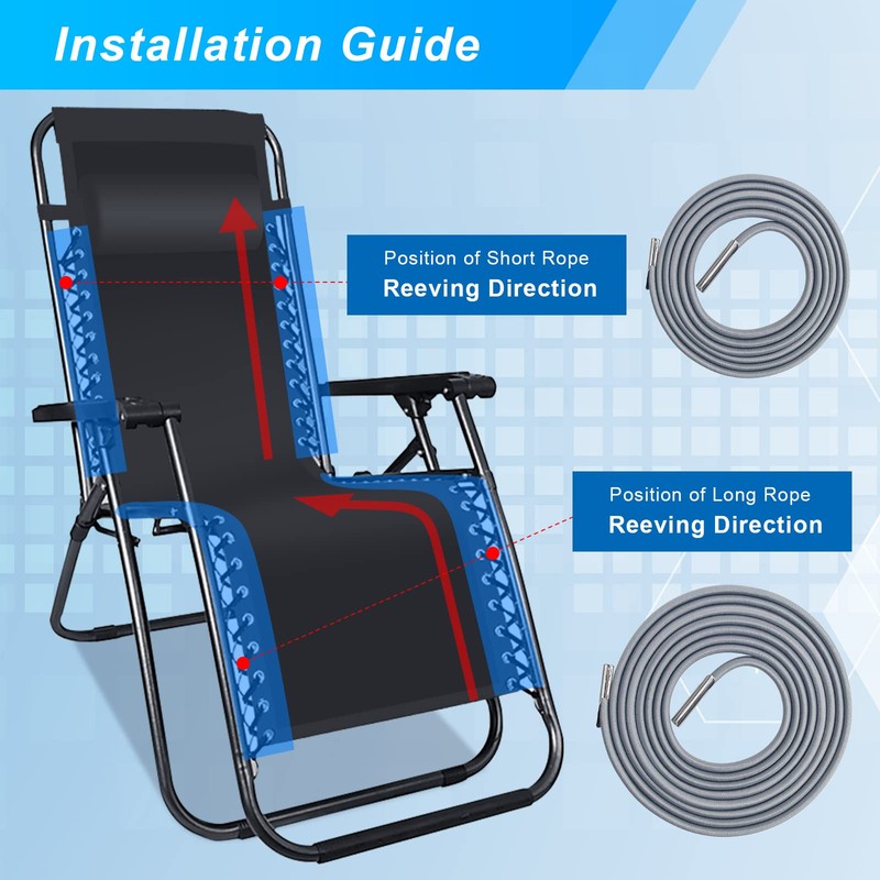 COITEK Universal Zero Gravity Chair Repair Cord Kit, 4 Pack