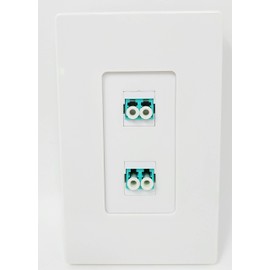 RiteAV - 2 Port LC Fiber 10GB Duplex Wall Plate - Screwless Decorative White