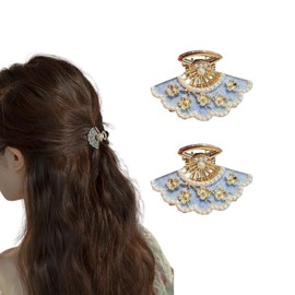 EZ PEACH Hair Clip, Small, Hair Clip, Mini, 2 Pieces, Pearl, Bangs, Hair Ornament, Cute, Adult, Glitter, Hair Clip, Women's, Cute, Flower, Bangs Pin, Fan Shape, Hair Clip, Japanese Clothing, Yukata,