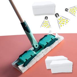 Kingzhuo 200 Pcs Disposable Cleaning Wipes - Microfibre Electrostatic Floor Cloths, Wet or Dry Wipes Floor Duster, Fits Most Mops, 29cm x 21cm