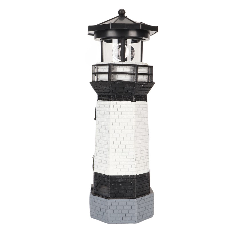 Solar Lighthouse 360 Degree Rotating Lighthouse Decoration Fadeless Resin LED