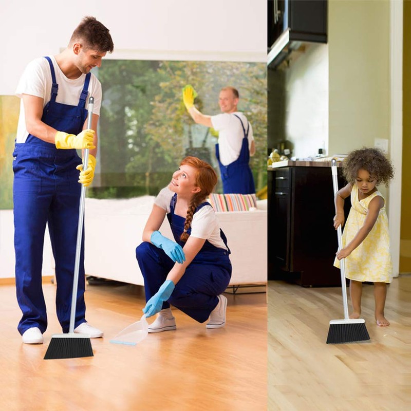 Broom and Dustpan Set, JEHONN Long Handle Lightweight Broom Set