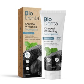 BioDenta Charcoal Whitening Toothpaste - Activated White Charcoal - 75 ml - 98% Natural Vegan, Vegetarian and Halal Friendly. Free from SLS, PEG & Parabens