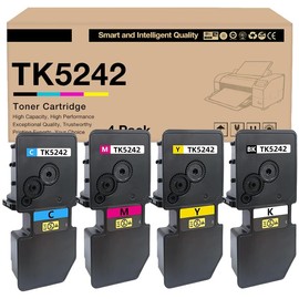 Sharind TK5242 TK-5242 Compatible for Kyocera ECOSYS M5526cdw M5526cdn P5026cdw P5026cdn TK5242 TK-5242 Toner Cartridge Chip 4 Packs TK-5242K TK-5242C TK-5242M TK-5242Y