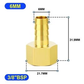 TAILONZ PNEUMATIC 6 mm OD Barb x 3/8 Inch BSP Brass Female Hose Fitting Connector (Pack of 10)
