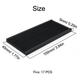 Awxlumv 2個ヒートシンク 導熱接着シート 熱暴走対策 冷却 薄型 ラジエーターフィンCPU ICチップ 回路基板 LEDアンプに適用 アルミニウム 黒 100mm×45mm×5mm