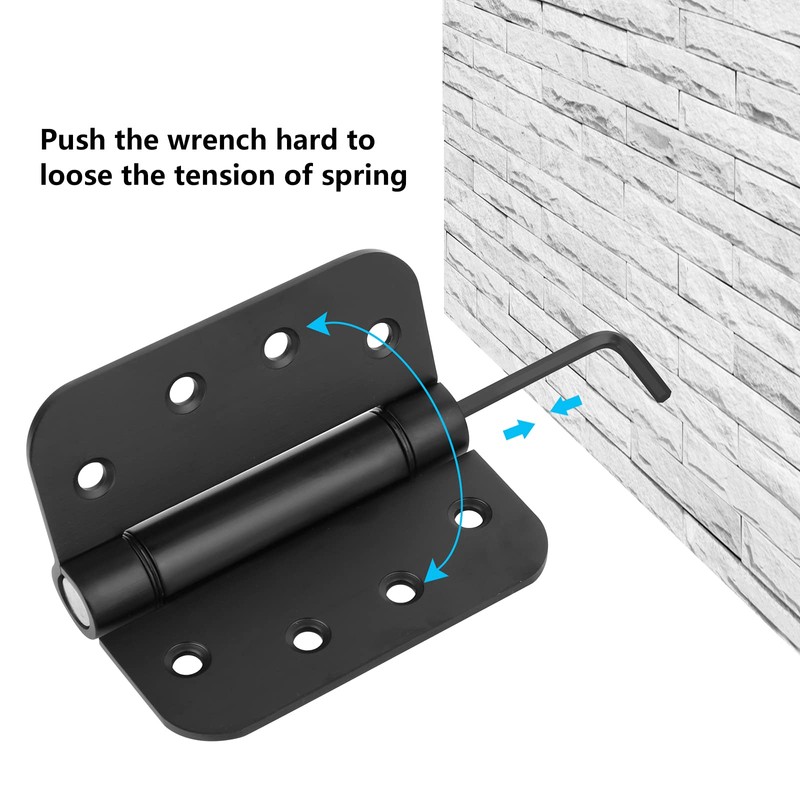 Hommyzone Adjustable Spring Door Hinge 4”X 4”, Stainless Steel Self-Closing