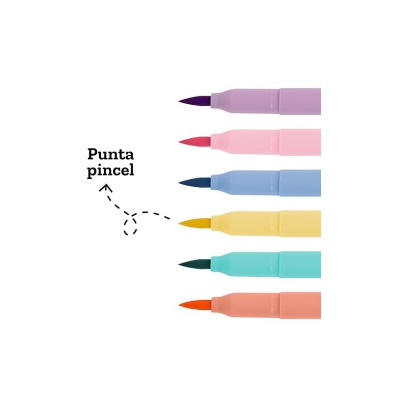 Barrilito Marcadores Pastel Punta Pincel Lettering 6 Piezas