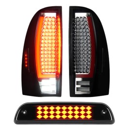 LED Tail Light + 3rd Third Brake Lamp for Toyota Tacoma 2005-2015, High Mount Stop Light Rear Taillight Assembly, TO2800177, TO2801177, TO2800158, TO2801158, 8155004150, 8156004160, 8155004160