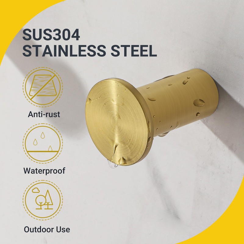 SAYAYO Brushed Gold Towel Hooks for Bathrooms, Heavy Duty Wall