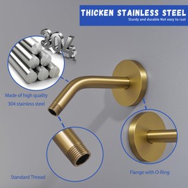 Wall Mounted Shower Arm Extension Head Holder Stainless Stee for Elbow Bathroom Accessories Pipe Bath Tube Champagne Bronze,SW-RD91018-6CB.