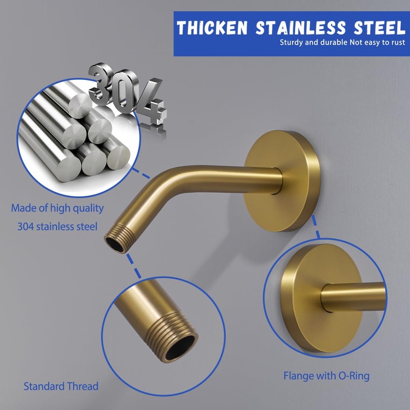 Wall Mounted Shower Arm Extension Head Holder Stainless Stee for