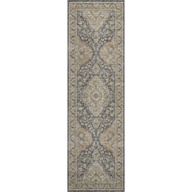 Dalyn Rugs Hatay HY3 Charcoal 2'3" x 7'6" Soft Luxury Microfiber Washable Indoor Runner Rug, Easy Clean, Non Shedding, Entry, Kitchen Rug