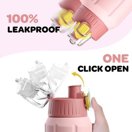 Rumiiro 600 ml Water Bottle with Filter Lid & Safety Closure, Leak-proof Water Bottle, Thermos Flask, BPA-Free with Jumping Lid for Sports, Running, School, Fitness, Children