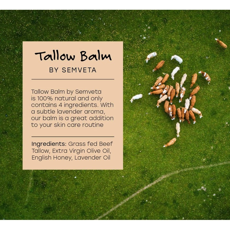 Organic Honey Tallow Balm - 100% Grass Fed Moisturizing Tallow