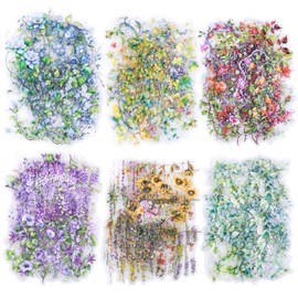 Flower Grapevine PET Transparent Stickers, 120 Pieces Large Size Plant Vines Scrapbook Sticker Set for Water Bottles, Laptops, Calendar, Party Favours, Travel Case, Journal