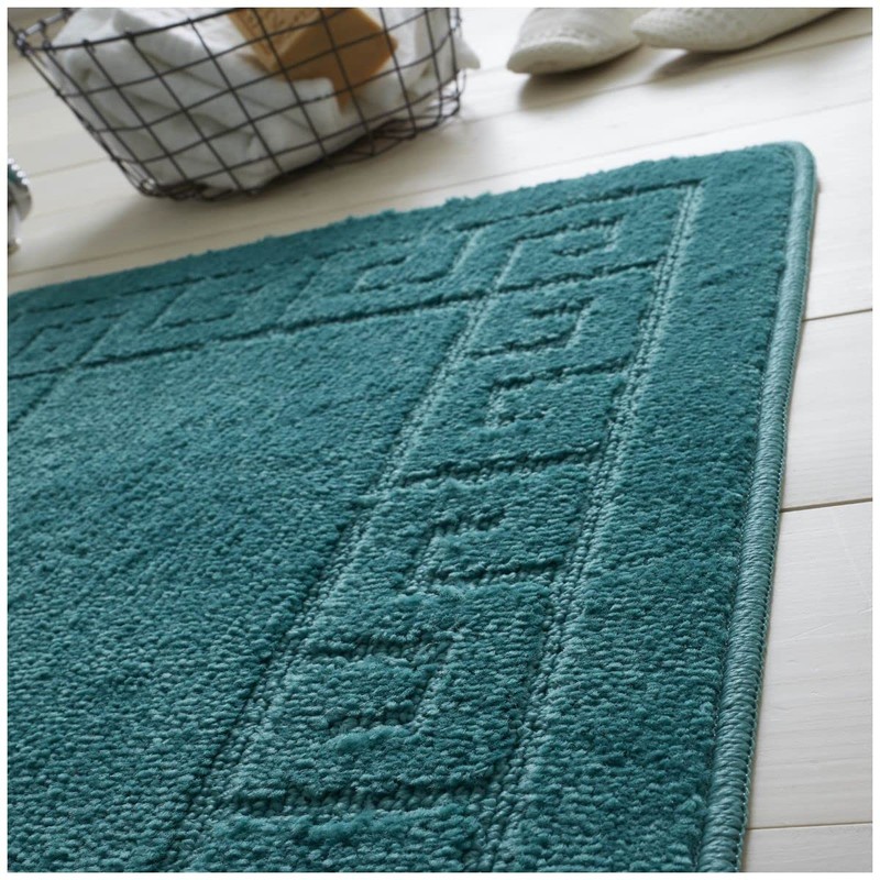 Lions 2 Piece Non Slip Striped Bath Mat & Pedestal