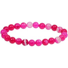 Eledoro Genuine Gemstone Beads, Chakra Bracelet, PowerBead, Stretch Bead Bracelet, 8 mm, 17 centimeters, Gemstone, Agate Pink