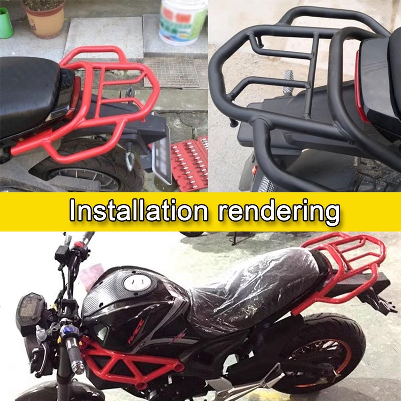 Mokuo Motorcycle Rear Luggage Rack with Handrail in Heavy Iron