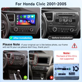 for Honda Civic 2013 2014 2015 2016 2017 Car Radio Stereo 2G+64G with Wireless CarPlay/Android Auto, 9 Inch Android 13 Touch Screen Head Unit, GPS Navi WiFi Bluetooth SWC HD Backup Camera