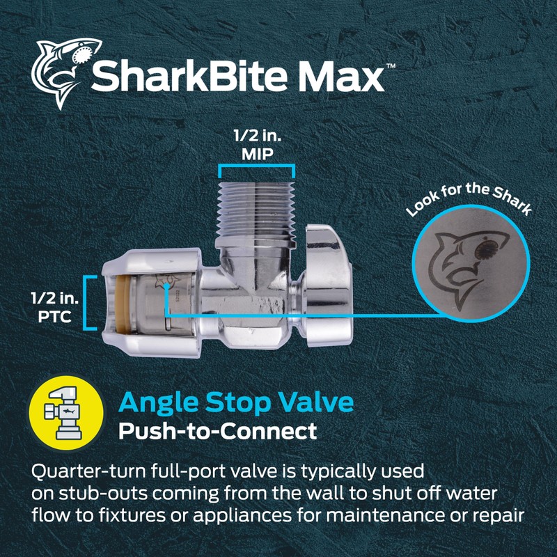 SharkBite Max 1/2 x 1/2 Inch MIP Angle Stop Valve,