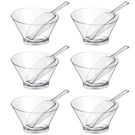 Clear Serving Bowls and Plastic Kitchen Scoops Plastic Disposable Bowls Popcorn Scoops Angled Candy Bowl Small Scoops for Salad Laundry Cooking Parties Office Snack Canisters (12 Pcs)