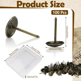 Fatiya 100 Pieces Daisy Upholstery Nails for Furniture with Box, 7/16 Inch Antique Bronze Furniture Nails, Decorative Nails, Nail Heads Pins for Wood, DIY Projects, Sofa, Jewelry Box (16 x