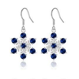 Christmas Gifts for Women, Snowflake Earrings with Sparkling Cubic Zirconia Earrings Hook Earrings for Women Girls, Snowflake Stud Earrings Jewellery, White Gold