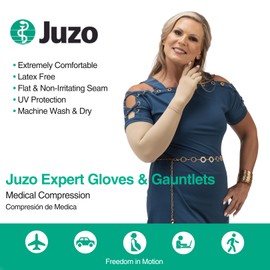 Juzo Expert Compression Gloves & Gauntlets, 20-30 mmHg, Gauntlet | Fingerless Gloves for Women & Men for Burn & Scar Management, Swelling, Moderate Edema & Lymphedema Management | Beige, 2