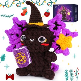 Crochetta Crochet Kit for Beginners, Crochet Starter Kit w Step-by-Step Video Tutorials, Beginner Crochet Kit for Adults Kids Women Men Complete Kit Included (Axolotl Wizard)