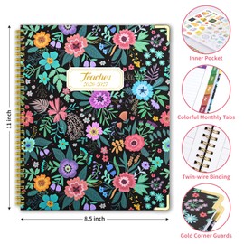 Teacher Planner 2026-2027, July 2026 to June 2027 Academic Year, 8.5" x 11" Lesson Planner Book for Teachers with Colorful Tabs, Teacher Calendar for Classroom or Homeschool, Hardcover, Black
