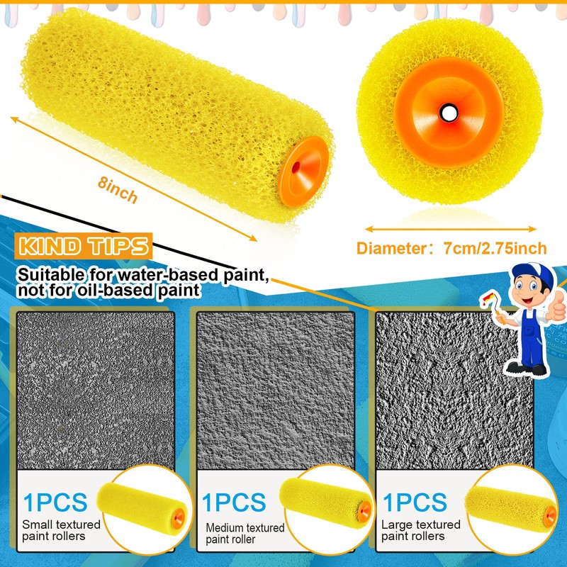 Therwen 5 Pcs 8 Inch Textured Paint Roller Bed Liner