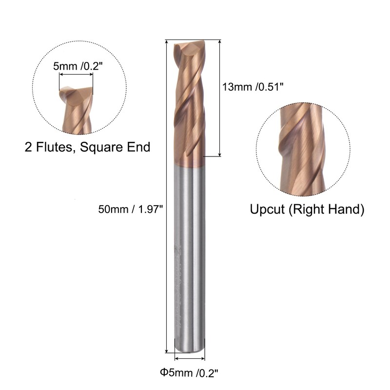 sourcing map 2pcs 5mm Dia 5mm Shank Square Nose End