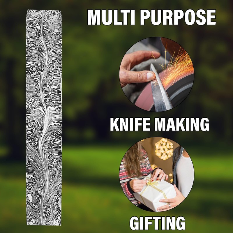 Nesmo 521 Damascus Steel Blank Billet Snack Feather Patern Bar