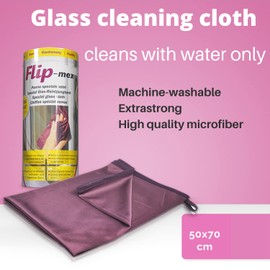 Flip-mex Microfibre Window Cloth Streak-Free 50 x 70 cm - Cleaning Cloth Especially for Glass and Windows Kit 2 Cloths