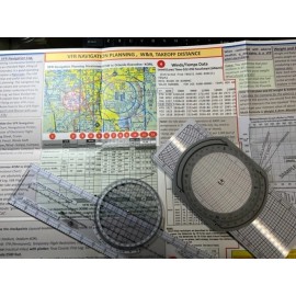 ALL IN ONE: VFR NAV Planning Set (E6B Flight Computer, Rotary Plotter, Poster)