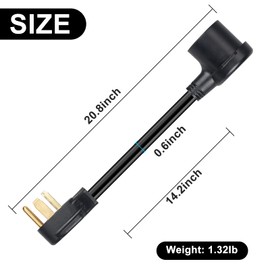 VJJB 4 Prong to 3 Prong Dryer Adapter, 3 Prong to 4 Prong Dryer Adapter, NEMA 14-30P Male to 10-30R Female, Dryer Adapter 4 Prong to 3 UL Compliant (20.8inch) 30A, 250V