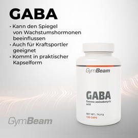 GymBeam GymBeam GABA Kapseln - Hochdosierte Aminobutters?ure, 1000 mg pro Tagesdosis, fr effektive Konzentration, Ged?chtnis und Lernen, Pflege eines ruhigen Geistes, Entspannung und Schlaf (120 caps)
